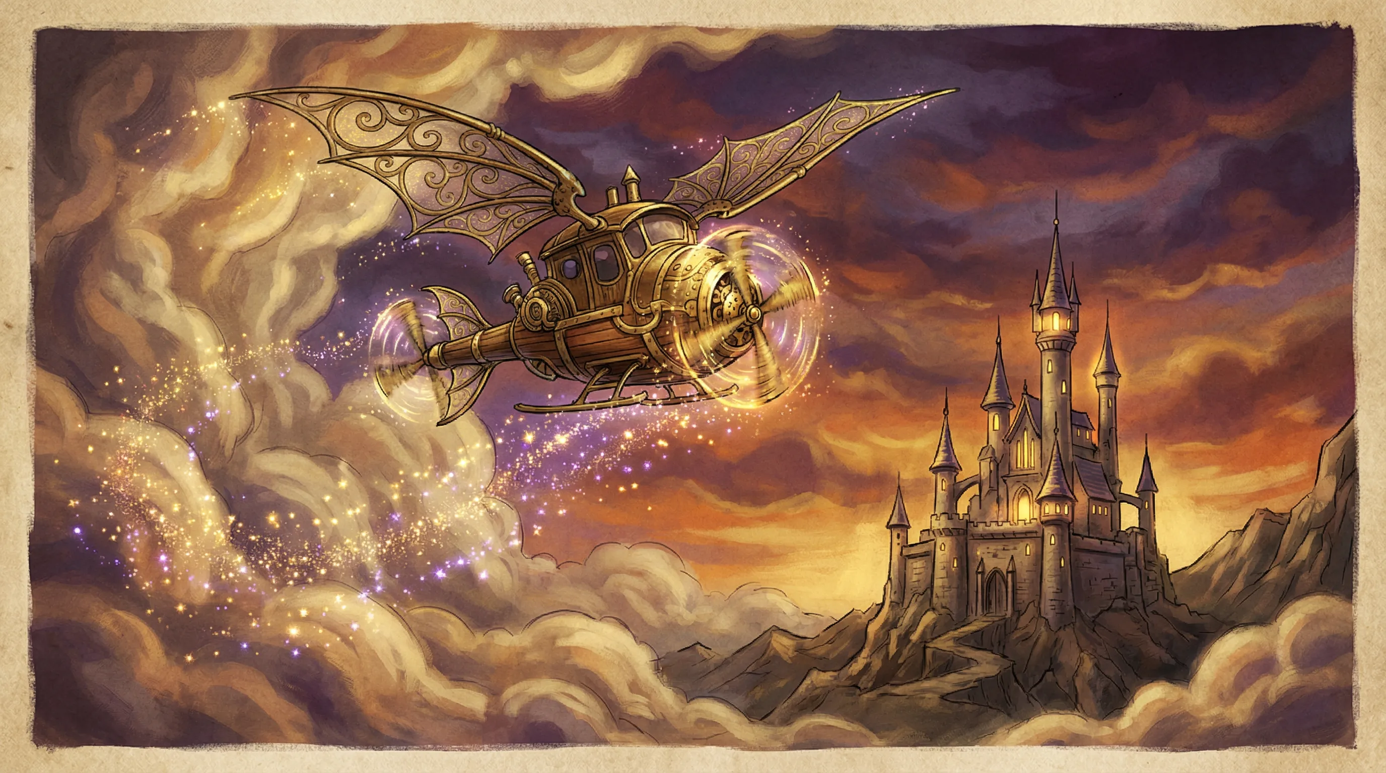 Avião mágico voando nas nuvens encantadas do Verabet