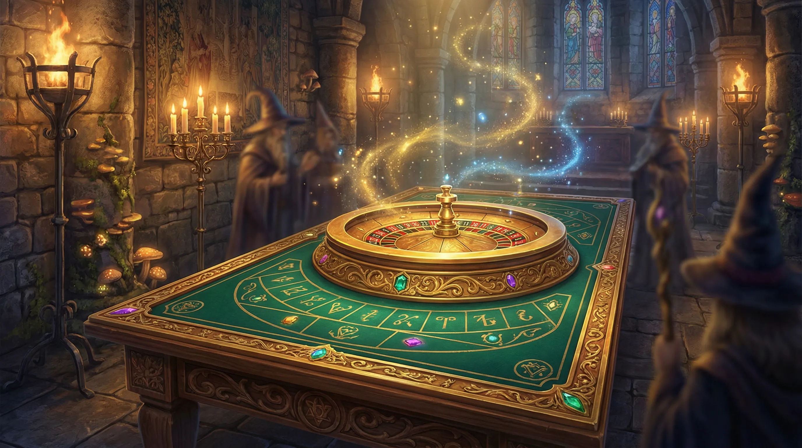 Roleta dourada mágica girando no cassino Verabet